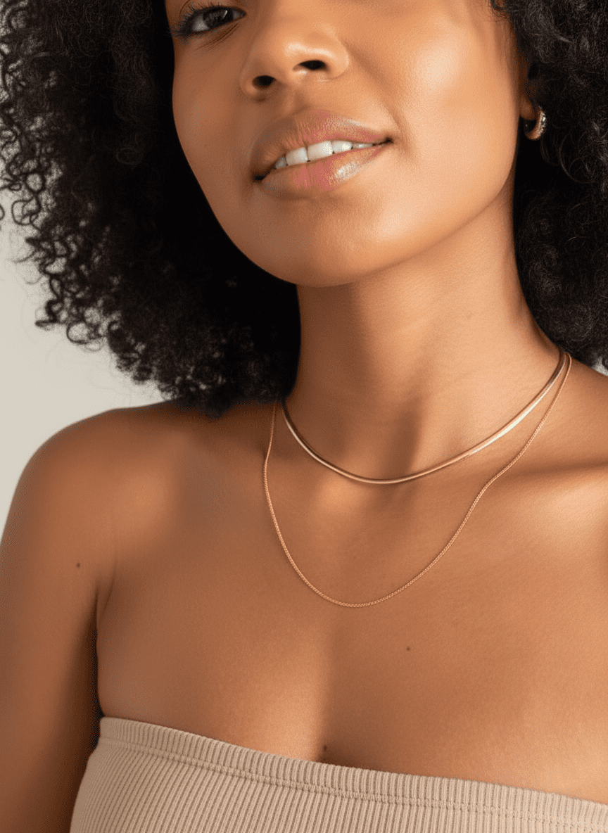 Colar Duplo Folheado a Ouro – Corrente em Camadas Sofisticadas - Imagem 2